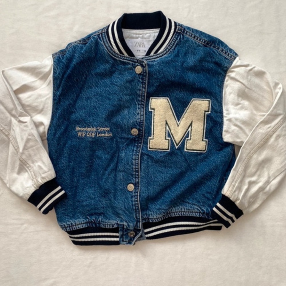 Zara Kids Denim Varsity Jacket
